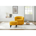 Fauteuil pivotant avec ottoman en velours côtelé blanc/jaune/vert/noir/gris, individuel