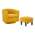 Fauteuil pivotant avec ottoman en velours côtelé blanc/jaune/vert/noir/gris, individuel