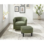 Fauteuil pivotant avec ottoman en velours côtelé blanc/jaune/vert/noir/gris, individuel