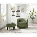 Fauteuil pivotant avec ottoman en velours côtelé blanc/jaune/vert/noir/gris, individuel