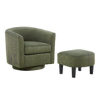 Fauteuil pivotant avec ottoman en velours côtelé blanc/jaune/vert/noir/gris, individuel
