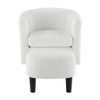 Fauteuil pivotant avec ottoman en velours côtelé blanc/jaune/vert/noir/gris, individuel