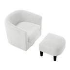 Fauteuil pivotant avec ottoman en velours côtelé blanc/jaune/vert/noir/gris, individuel