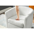 Fauteuil pivotant avec ottoman en velours côtelé blanc/jaune/vert/noir/gris, individuel
