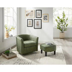 Fauteuil pivotant avec ottoman en velours côtelé blanc/jaune/vert/noir/gris, individuel