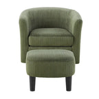 Fauteuil pivotant avec ottoman en velours côtelé blanc/jaune/vert/noir/gris, individuel