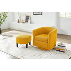 Fauteuil pivotant avec ottoman en velours côtelé blanc/jaune/vert/noir/gris, individuel