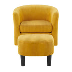 Fauteuil pivotant avec ottoman en velours côtelé blanc/jaune/vert/noir/gris, individuel