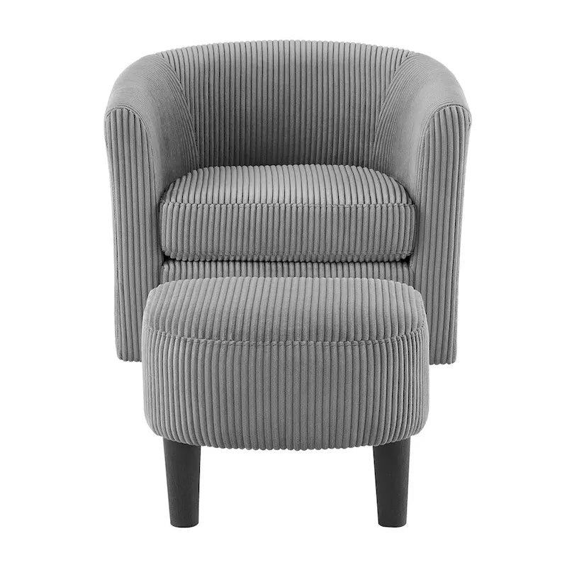 Fauteuil pivotant avec ottoman en velours côtelé blanc/jaune/vert/noir/gris, individuel