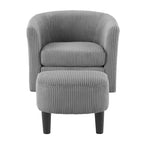 Fauteuil pivotant avec ottoman en velours côtelé blanc/jaune/vert/noir/gris, individuel