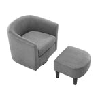 Fauteuil pivotant avec ottoman en velours côtelé blanc/jaune/vert/noir/gris, individuel