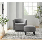 Fauteuil pivotant avec ottoman en velours côtelé blanc/jaune/vert/noir/gris, individuel