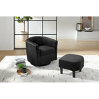 Fauteuil pivotant avec ottoman en velours côtelé blanc/jaune/vert/noir/gris, individuel