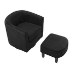 Fauteuil pivotant avec ottoman en velours côtelé blanc/jaune/vert/noir/gris, individuel