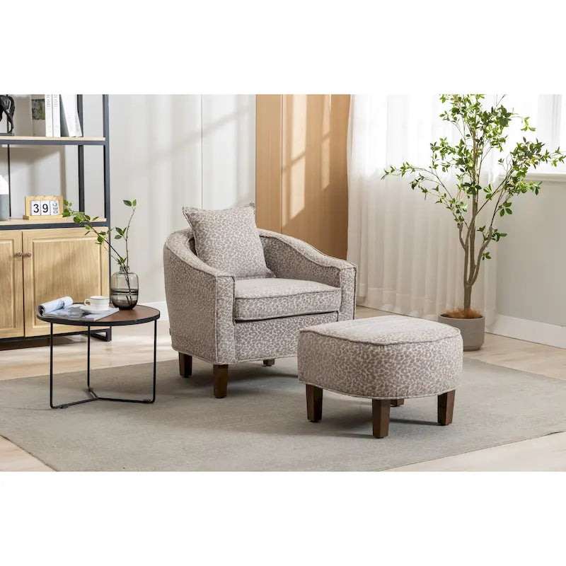 Fauteuil d'appoint tonneau mi-siècle avec ottoman – Siège simple, plusieurs couleurs