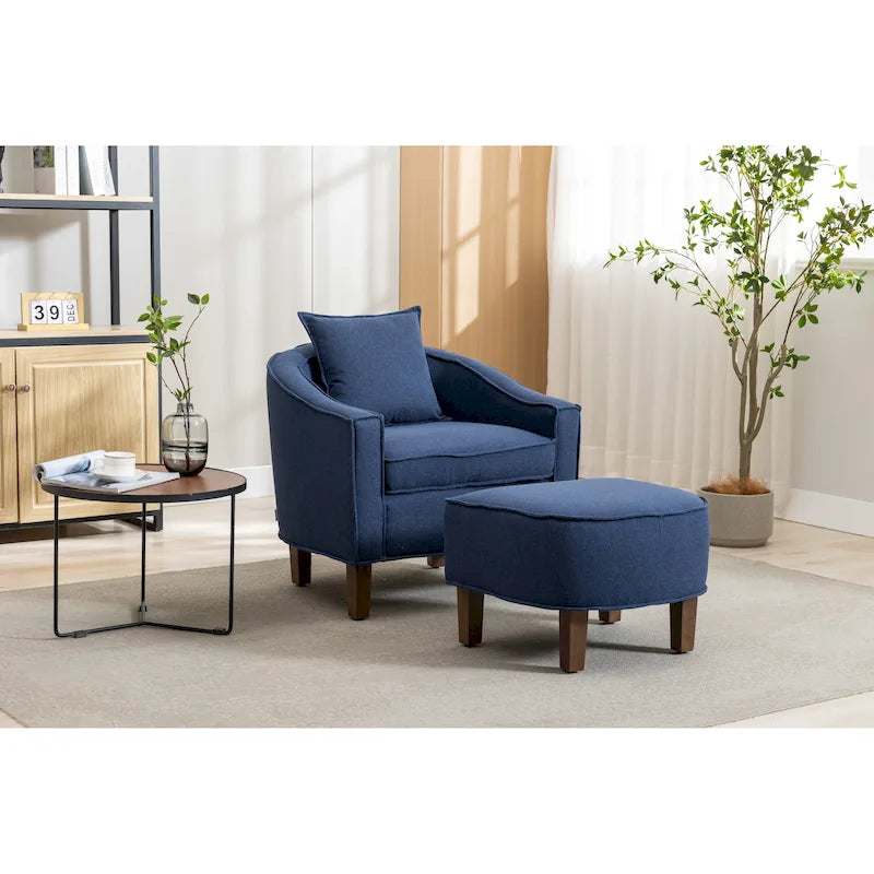 Fauteuil d'appoint tonneau mi-siècle avec ottoman – Siège simple, plusieurs couleurs