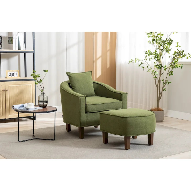 Fauteuil d'appoint tonneau mi-siècle avec ottoman – Siège simple, plusieurs couleurs