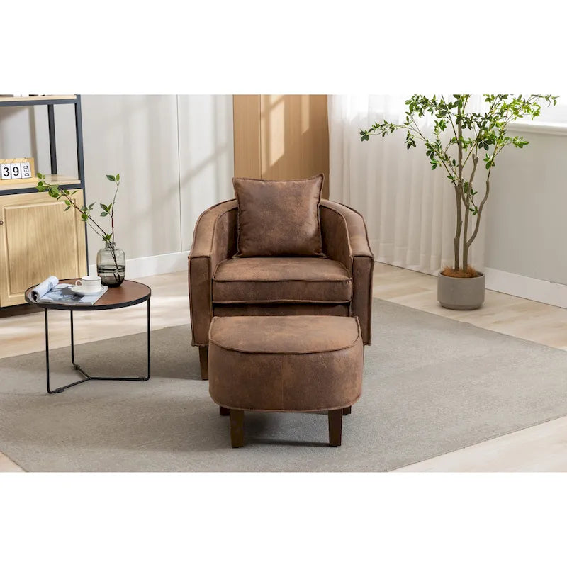 Fauteuil d'appoint tonneau mi-siècle avec ottoman – Siège simple, plusieurs couleurs