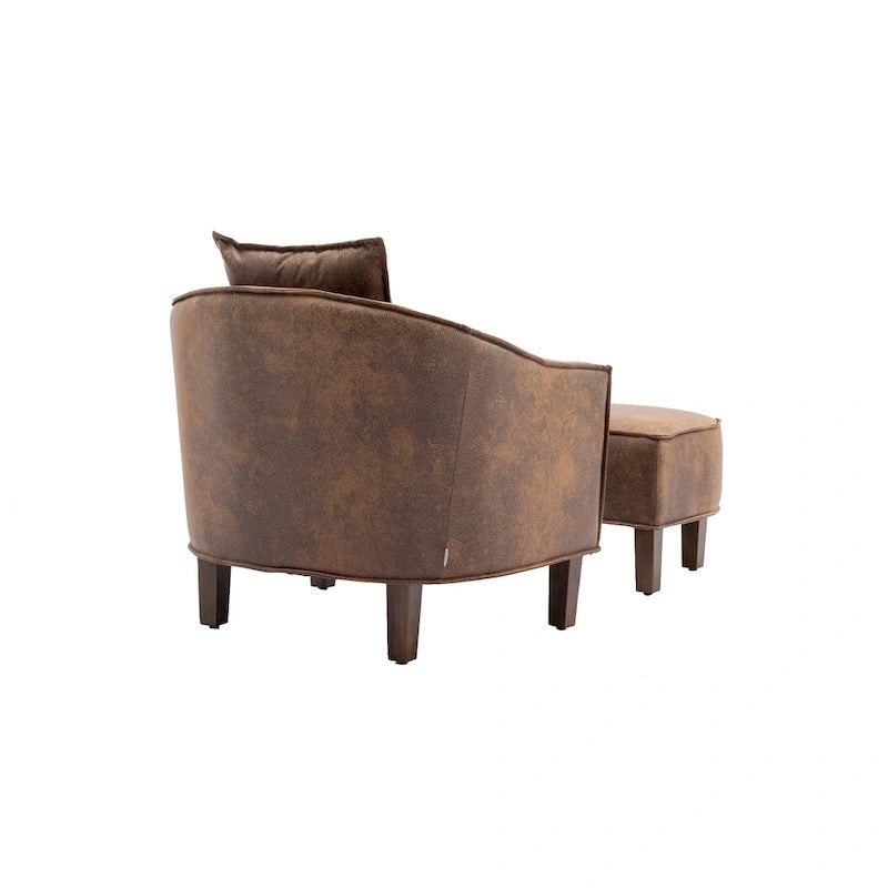 Fauteuil d'appoint tonneau mi-siècle avec ottoman – Siège simple, plusieurs couleurs