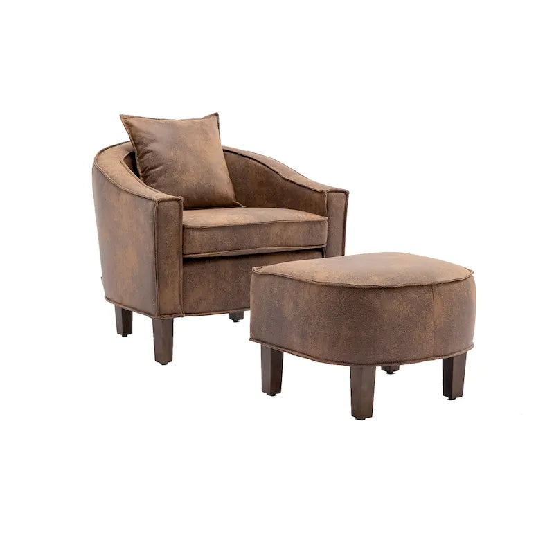 Fauteuil d'appoint tonneau mi-siècle avec ottoman – Siège simple, plusieurs couleurs
