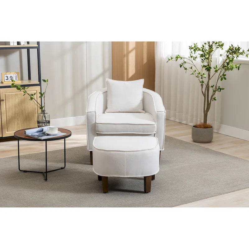 Fauteuil d'appoint tonneau mi-siècle avec ottoman – Siège simple, plusieurs couleurs