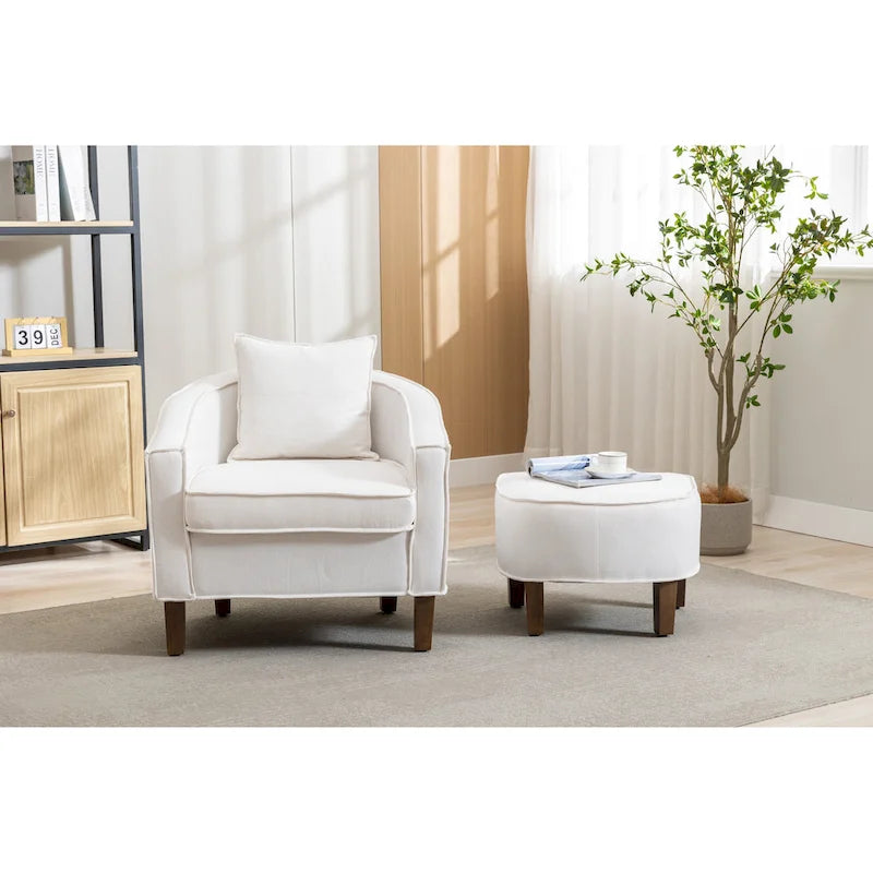 Fauteuil d'appoint tonneau mi-siècle avec ottoman – Siège simple, plusieurs couleurs