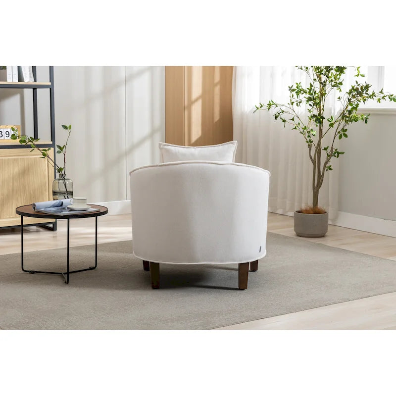 Fauteuil d'appoint tonneau mi-siècle avec ottoman – Siège simple, plusieurs couleurs