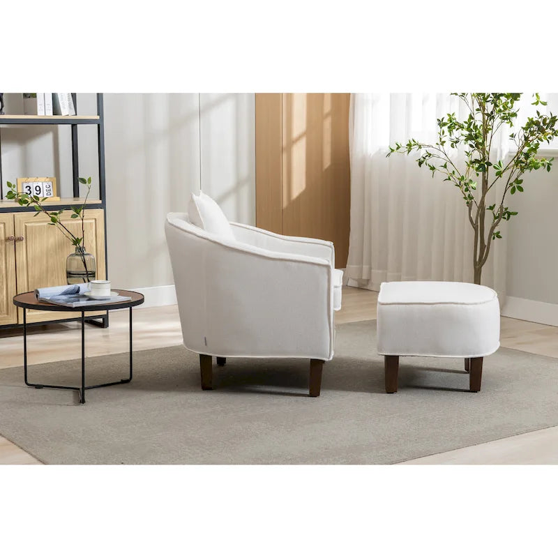 Fauteuil d'appoint tonneau mi-siècle avec ottoman – Siège simple, plusieurs couleurs