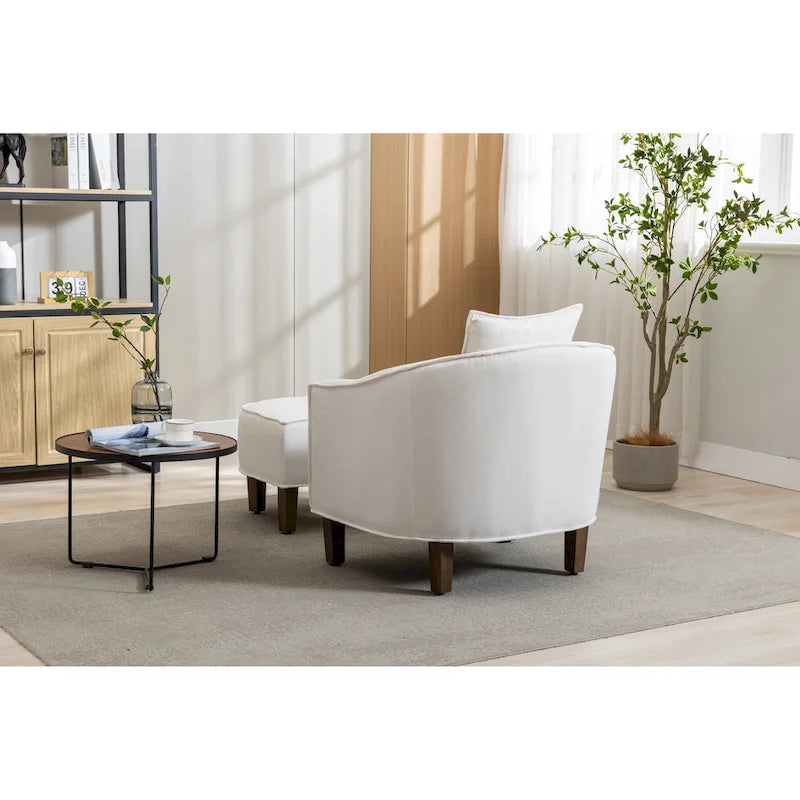 Fauteuil d'appoint tonneau mi-siècle avec ottoman – Siège simple, plusieurs couleurs