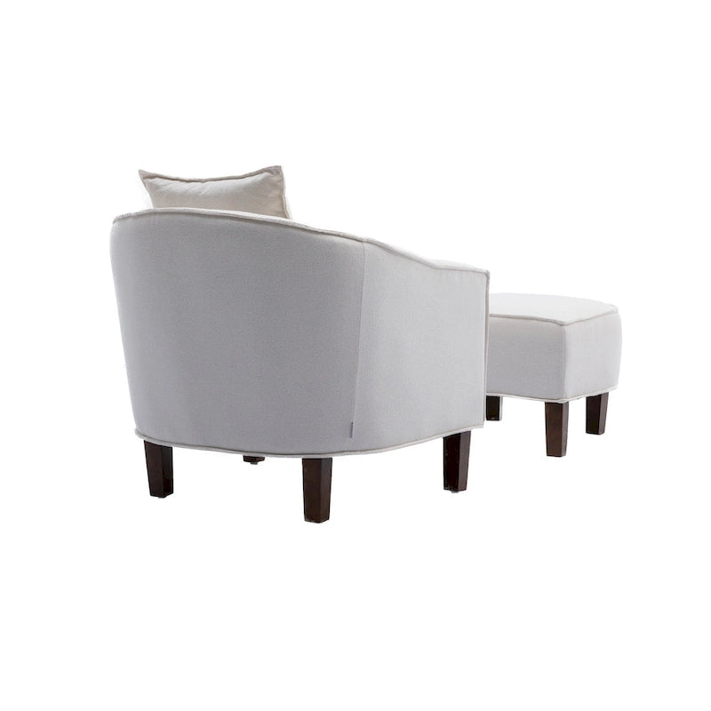 Fauteuil d'appoint tonneau mi-siècle avec ottoman – Siège simple, plusieurs couleurs