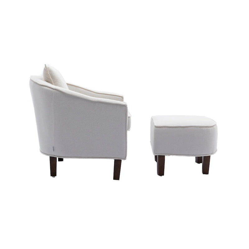 Fauteuil d'appoint tonneau mi-siècle avec ottoman – Siège simple, plusieurs couleurs