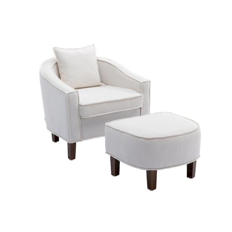 Fauteuil d'appoint tonneau mi-siècle avec ottoman – Siège simple, plusieurs couleurs