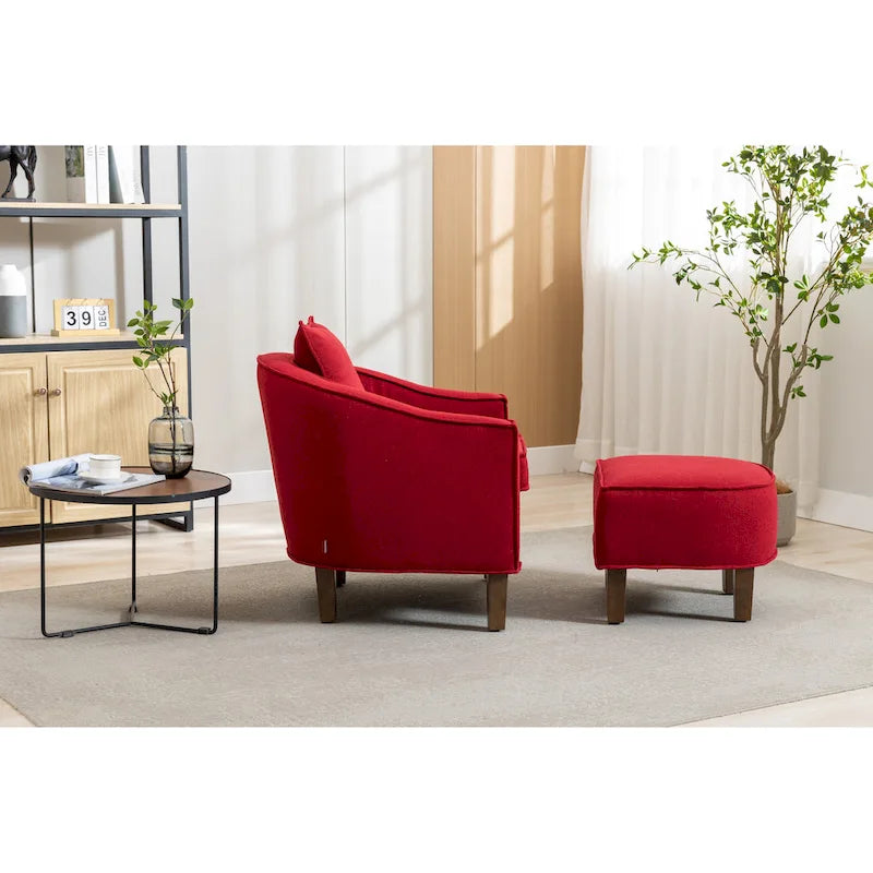 Fauteuil d'appoint tonneau mi-siècle avec ottoman – Siège simple, plusieurs couleurs