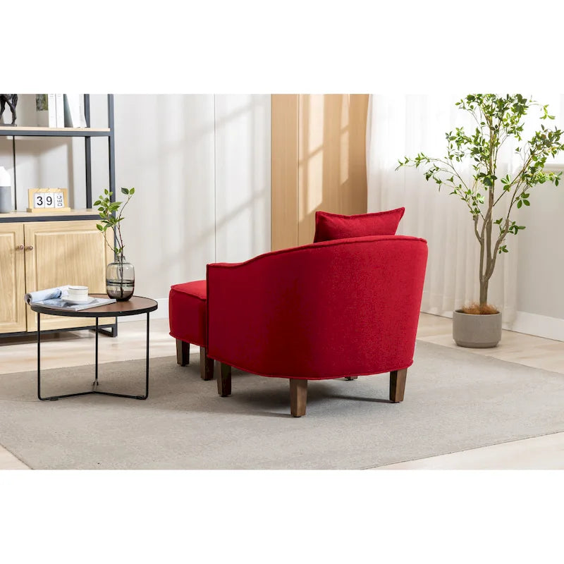 Fauteuil d'appoint tonneau mi-siècle avec ottoman – Siège simple, plusieurs couleurs