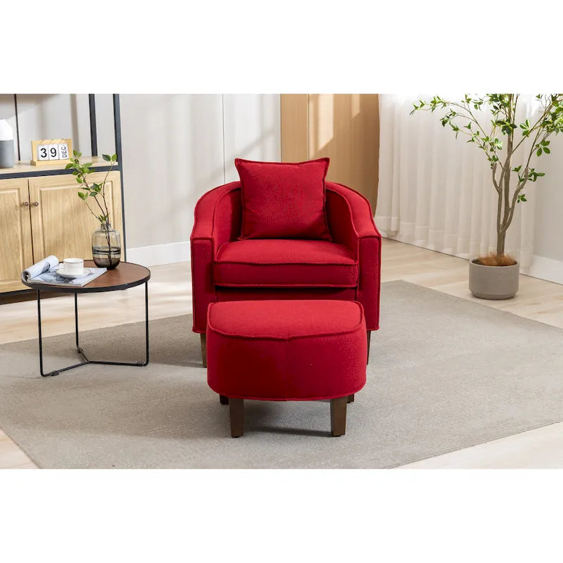 Fauteuil d'appoint tonneau mi-siècle avec ottoman – Siège simple, plusieurs couleurs