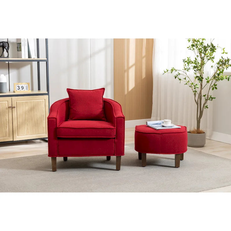 Fauteuil d'appoint tonneau mi-siècle avec ottoman – Siège simple, plusieurs couleurs