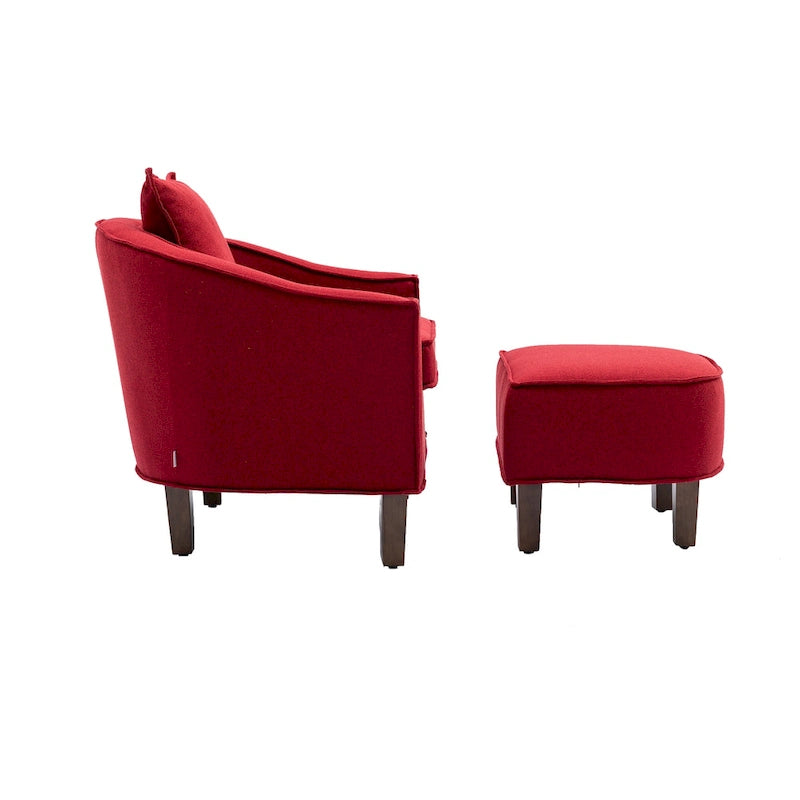 Fauteuil d'appoint tonneau mi-siècle avec ottoman – Siège simple, plusieurs couleurs