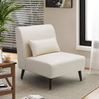 Chaise d'appoint sans accoudoirs en similicuir PU avec oreiller, marron/blanc cassé, à l'unité/lot de 2