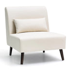 Chaise d'appoint sans accoudoirs en similicuir PU avec oreiller, marron/blanc cassé, à l'unité/lot de 2