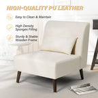 Chaise d'appoint sans accoudoirs en similicuir PU avec oreiller, marron/blanc cassé, à l'unité/lot de 2