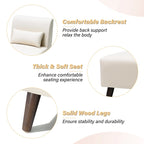 Chaise d'appoint sans accoudoirs en similicuir PU avec oreiller, marron/blanc cassé, à l'unité/lot de 2