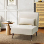 Chaise d'appoint sans accoudoirs en similicuir PU avec oreiller, marron/blanc cassé, à l'unité/lot de 2