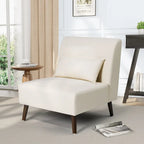 Chaise d'appoint sans accoudoirs en similicuir PU avec oreiller, marron/blanc cassé, à l'unité/lot de 2