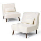 Chaise d'appoint sans accoudoirs en similicuir PU avec oreiller, marron/blanc cassé, à l'unité/lot de 2