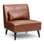 Chaise d'appoint sans accoudoirs en similicuir PU avec oreiller, marron/blanc cassé, à l'unité/lot de 2