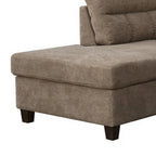 Canapé d'angle en L marron avec méridienne et pouf de rangement, 3-4 places