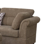 Canapé d'angle en L marron avec méridienne et pouf de rangement, 3-4 places