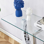 Console rectangulaire en verre, noyer/blanc/doré, assemblage par 1 personne