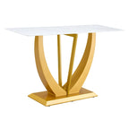 Console rectangulaire en verre, noyer/blanc/doré, assemblage par 1 personne