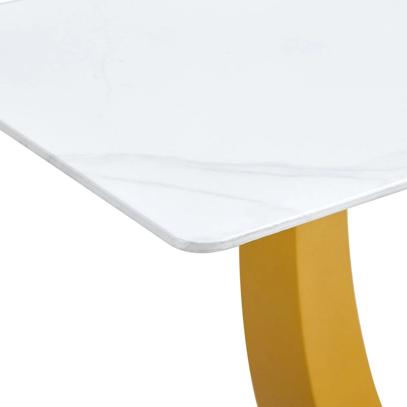 Console rectangulaire en verre, noyer/blanc/doré, assemblage par 1 personne
